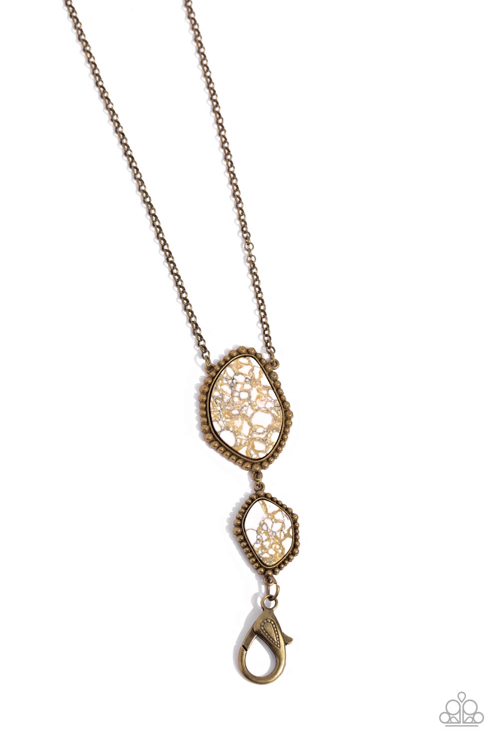 Desert Darling Necklace- Brass w/Marbles Stone Lanyard