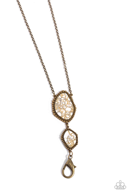 Desert Darling Necklace- Brass w/Marbles Stone Lanyard