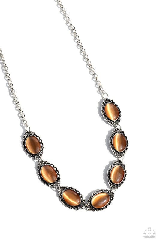 Framed in France Necklace - Silver w/Orange