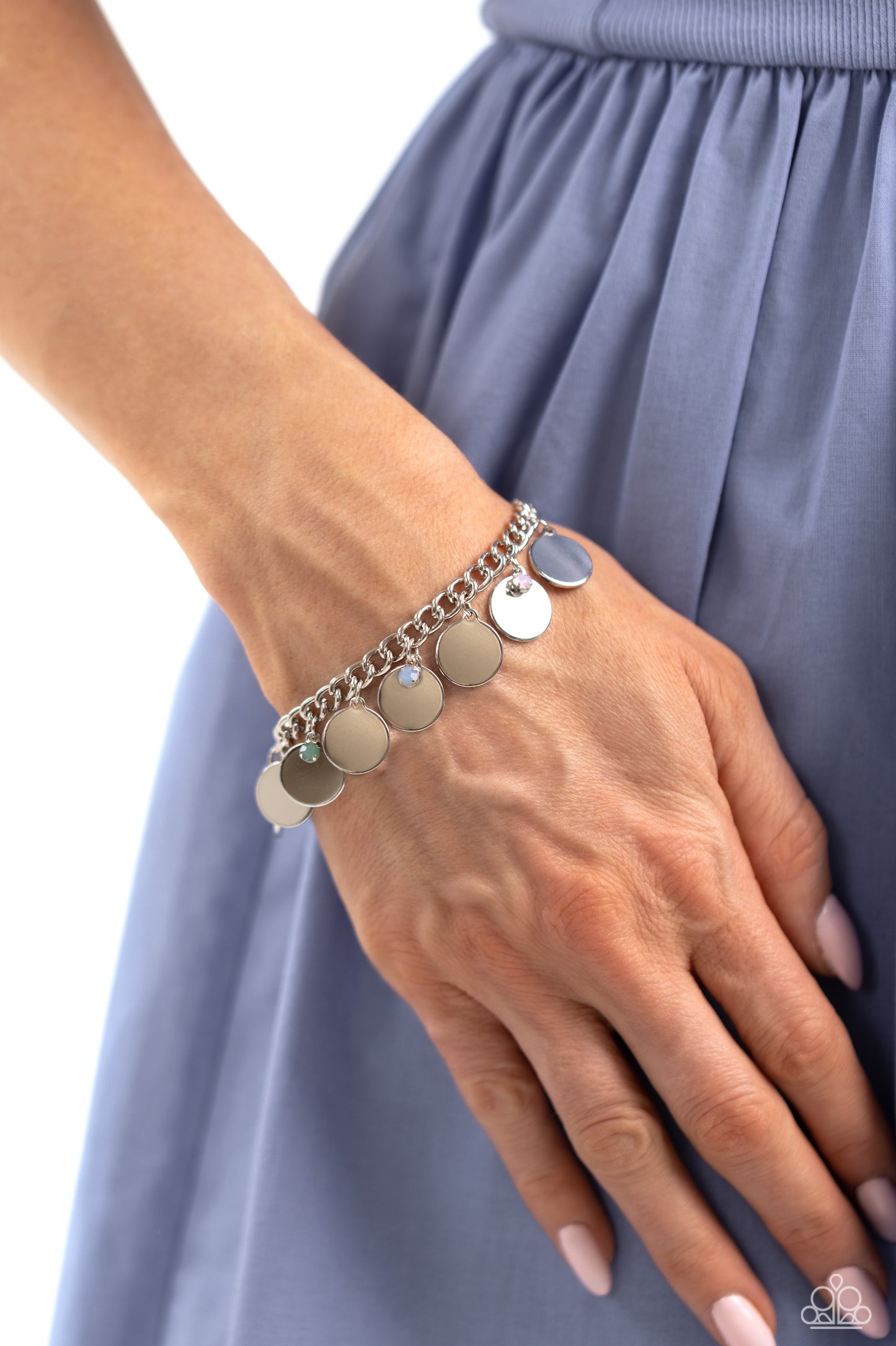 Dreamy Discs  Bracelet- Silver w/Multi Gems