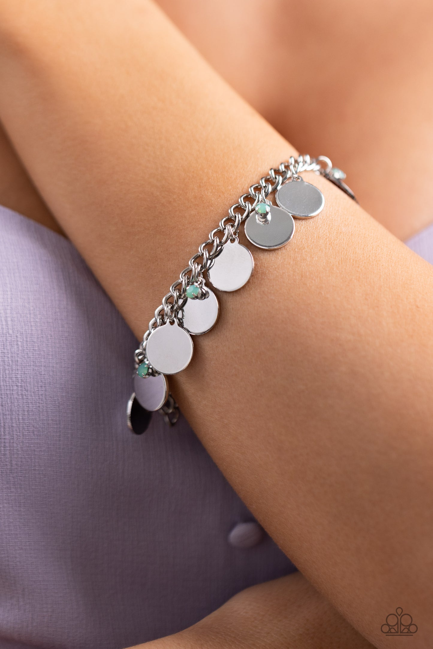 Dreamy Discs - Silver w/Green Bracelet