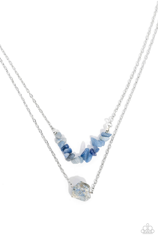 Chiseled Caliber Necklace - Silver w/Blue