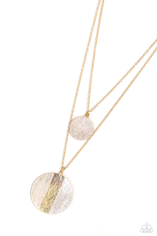 Striped Style Necklace - Gold w/White