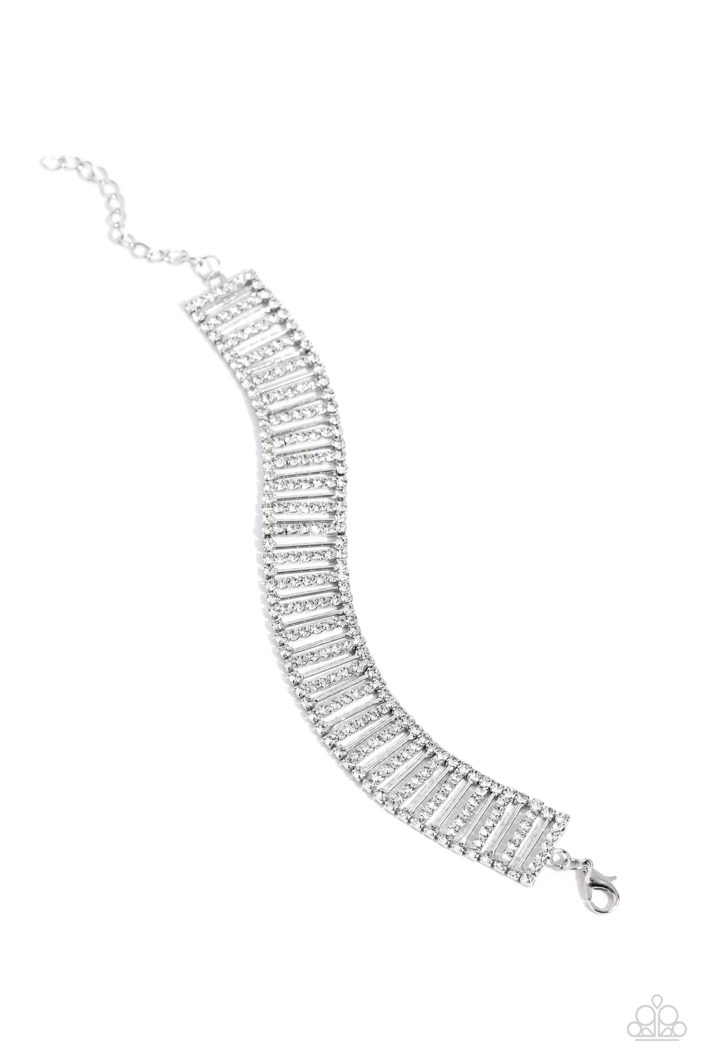 Elusive Elegance Bracelet- Silver w/White Rhinestones