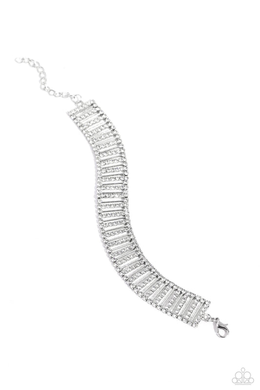 Elusive Elegance Bracelet- Silver w/White Rhinestones