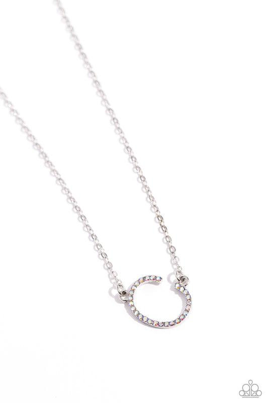 INITIALLY Yours Necklace - C - Silver w/iridescent rhinestones