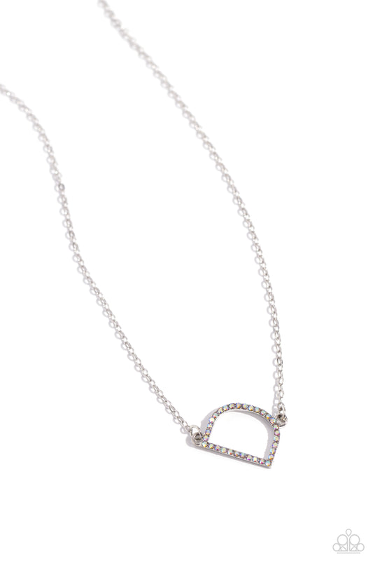 INITIALLY Yours Necklace - D - Silver w/iridescent rhinestones