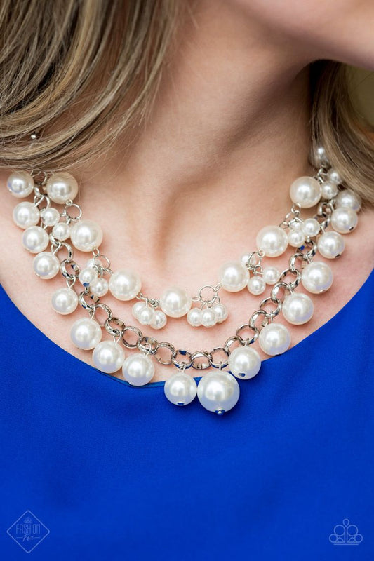 Ballroom White Pearl Silver Necklace FF