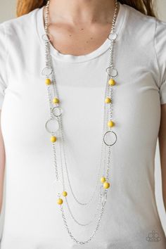 Beachside Babe - Silver w/Yellow Necklace