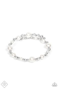 Chicly Celebrity Pearl Coil Bracelet in Silver