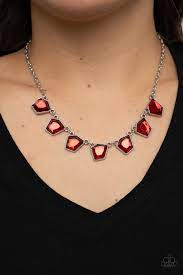Experimental Edge Silver-Red Necklace - Paparazzi Accessories