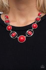 Eye of the Bead-holder Silver-Red Necklace
