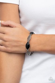 Garden Rendezvous Silver- Black Bracelet - Paparazzi Accessories