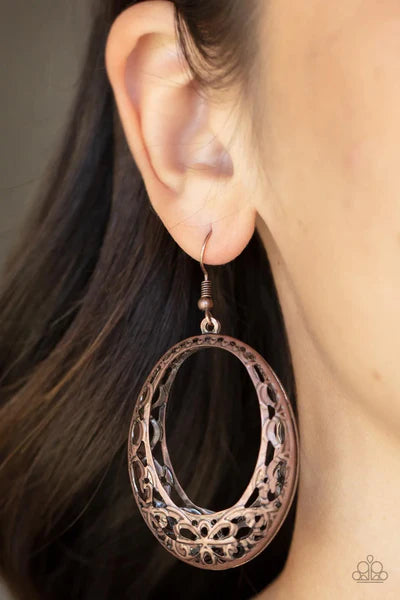 Gardenista Grandeur Copper Earrings - Paparazzi Accessories