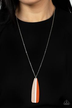 Grab A Paddle Orange Wood Necklace - Paparazzi