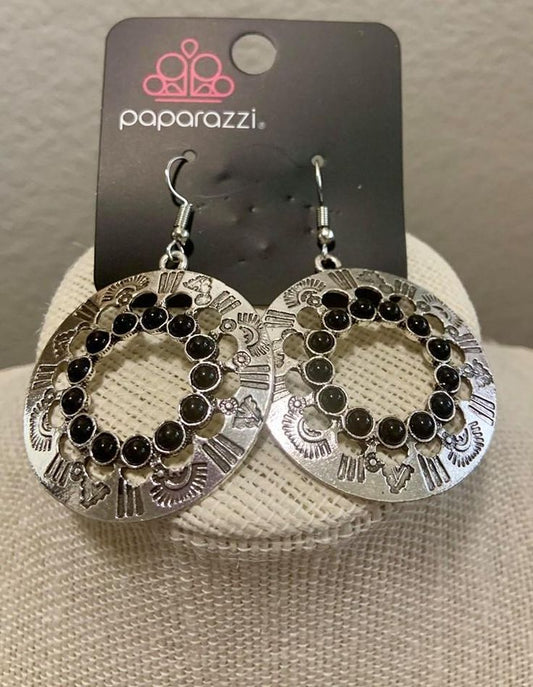 Omega Silver w/Black Earrings