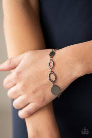 Oval and Out Black/Gunmetal Bracelet - Paparazzi Accessories