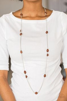 Pacific Piers Silver with Brown Necklace - Paparazzi