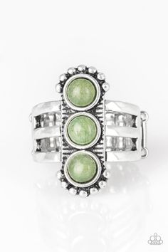 Rio Triple Silver w-Green Stones Ring