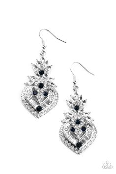 Royal Hustle Silver with Blue Earrings - Paparazzi