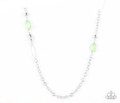 SHEER As Fate Silver with Green Necklace - Paparazzi Accessories