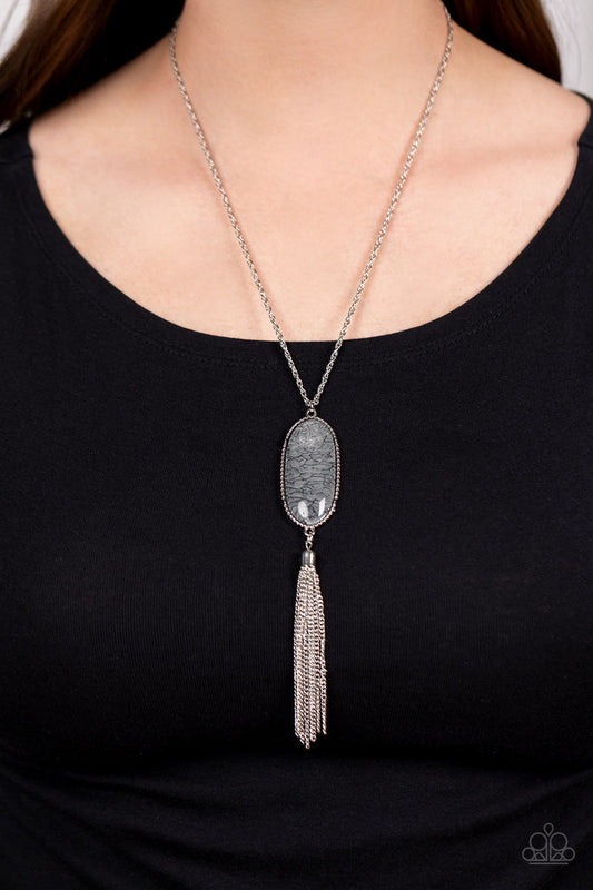 Southern Stroll Silver Necklace with Gray Stone