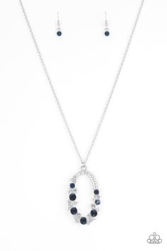 Spotlight Social Blue Rhinestone Pendant Necklace