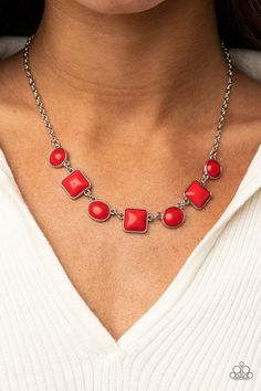 Trend Worthy Silver with Red Necklace - Paparazzi