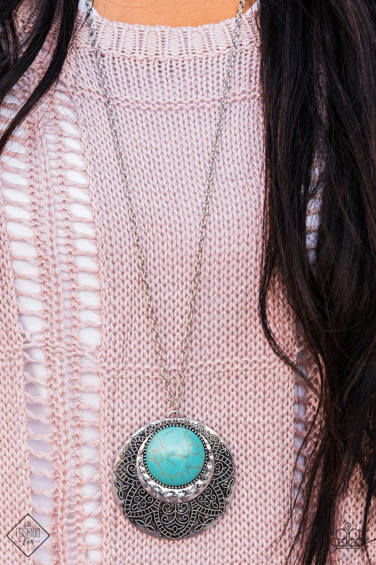 Medallion Meadow Silver w/Turquoise Necklace