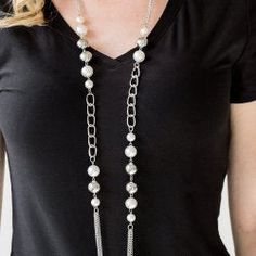 Uptown Talker White Pearl Silver Necklace