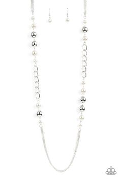 Uptown Talker White Pearl Silver Necklace