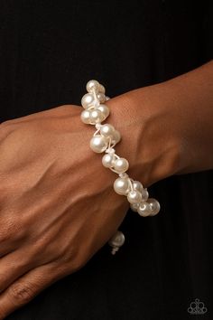 Vintage Versatility Bracelet - White Pearl Drawstring  - Paparazzi Accessories
