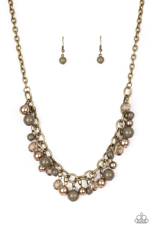 The GRIT Crowd - Brass and Olive Green Necklace
