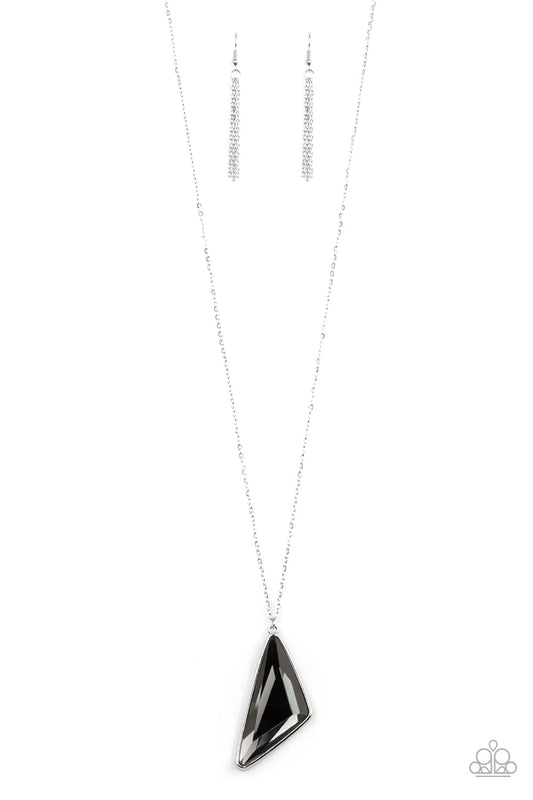 Ultra Sharp Silver with Black Stone Necklace