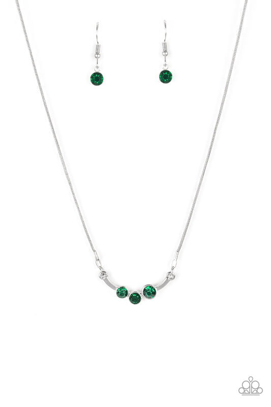 Sparkling Stargazer - Silver w/Green Gems Necklace