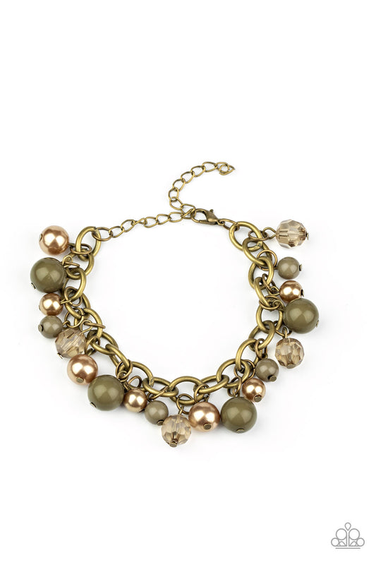 Grit and Glamour - Brass & Green Bracelet