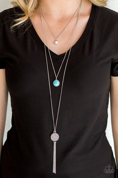 Life is a Voyage Multi Necklace -Silver w/Turquoise & Cream Stones