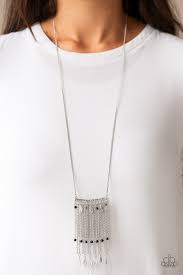 On The Fly Silver with Black Beads Necklace